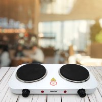 SHOV Doppel-Kochplatte 2500W – Elektroherd mobil Camping Küche 2 Kochfelder