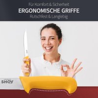 Shov Küchenmesser Set – Premiumqualität | Profi Küchenmesser | Kochmesser Set | Fleischmesser | Ausbeinmesser | Scharf & Robust | Für Profis & Hobbyköche (7, mit Beil und Schleifstab)