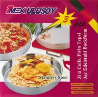 IMEX Backblech Rund 3er Set (28/32/36 cm) – Extra Tief & Rostfrei – Perfekt für Backofen & Herd