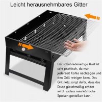 IMEX Tragbarer BBQ Grill 44x29x23 cm | Kompakt & Leicht (1,5 kg) | Hochwertiger Stahl & Edelstahl-Grillgitter | Klappbar & Ideal für Camping, Balkon & Garten