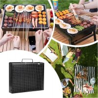 IMEX Tragbarer BBQ Grill 44x29x23 cm | Kompakt & Leicht (1,5 kg) | Hochwertiger Stahl & Edelstahl-Grillgitter | Klappbar & Ideal für Camping, Balkon & Garten